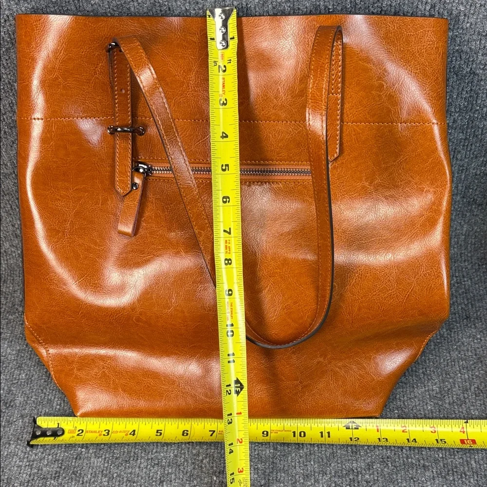 Kattee Cognac Brown Leather Tote Bag - Picture 14 of 14